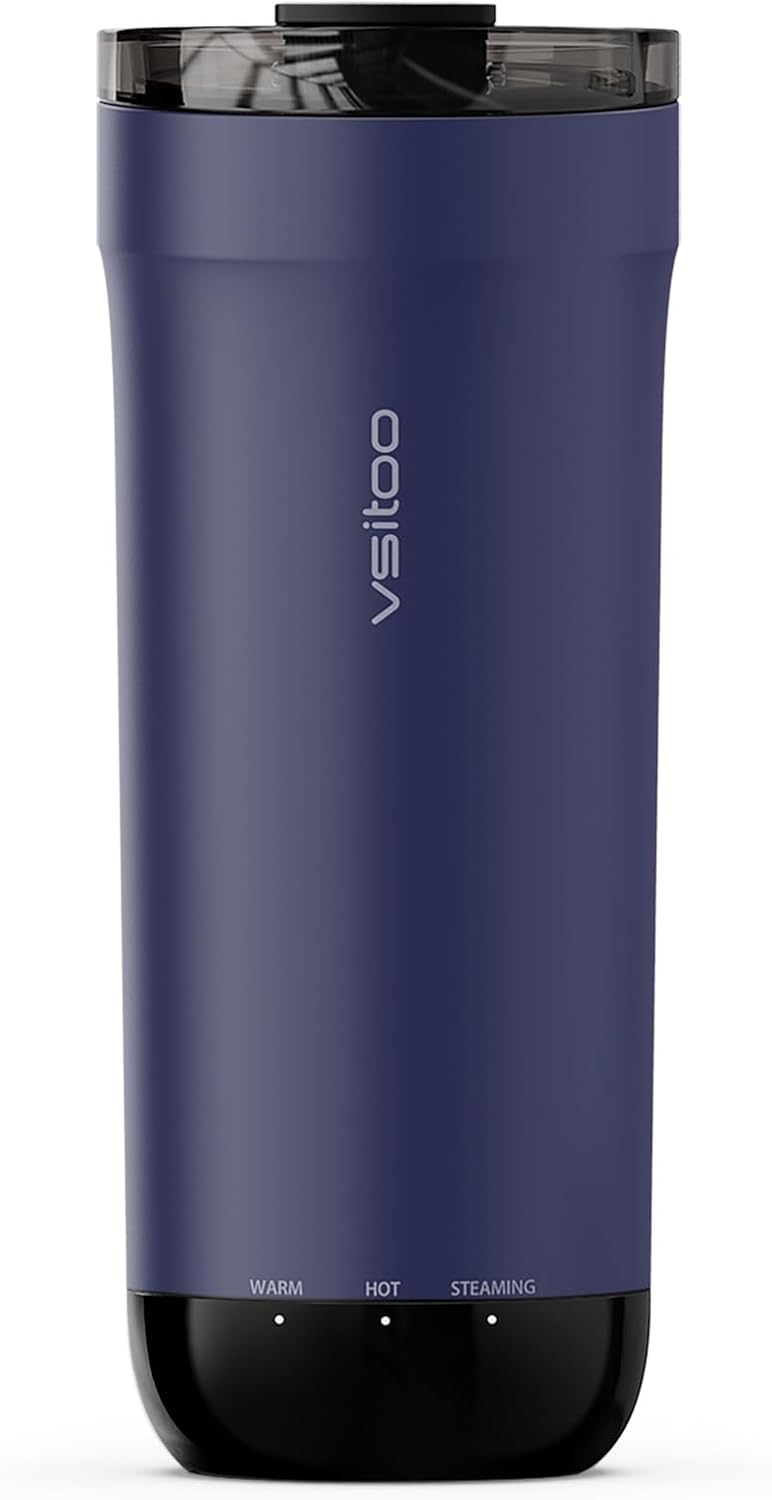 vsitoo S5 heated travel mug,16oz, Auto-Sensing AI Heats Drinks To 120-150°F Hands-Free. Temperature Control for All Cars, Perfect for Home/Office/Travel/Outdoor, Ideal Gift for Coffee Lovers - Blue - Image 1